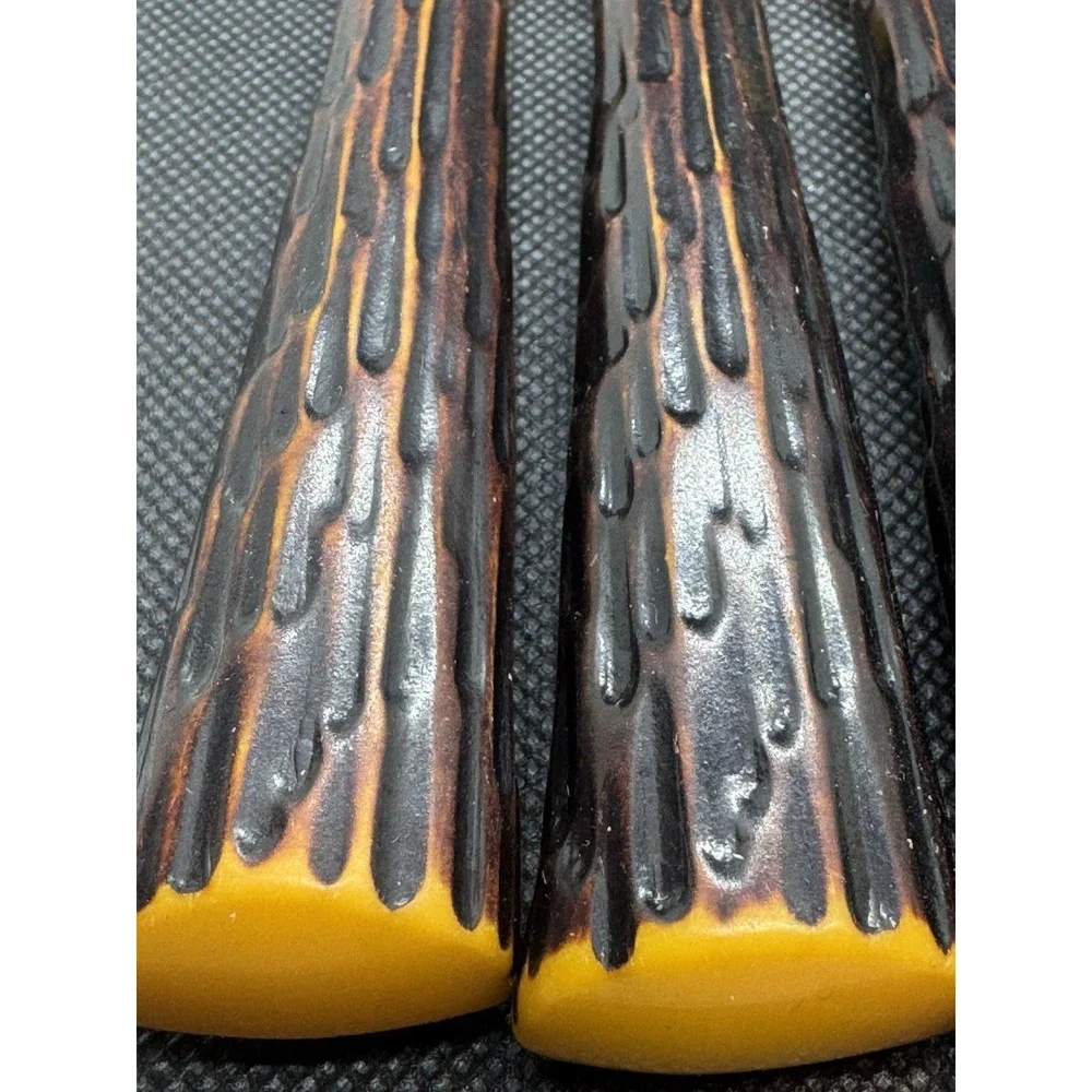 Vintage Forgecraft USA Steak Knives Set of 6 Faux Stag Drip Handle Stainless